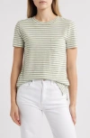 Caslonr Caslon(r) Cotton & Modal T-shirt In Olive Acorn- White Stripe