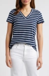 Caslonr Caslon(r) Cotton & Modal V-neck T-shirt In Navy- White Josephine Stripe