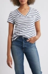 Caslonr Caslon(r) Cotton & Modal V-neck T-shirt In White- Navy Josephine Stripe