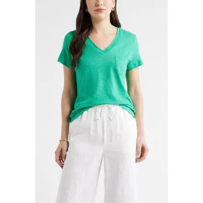 Caslonr Caslon(r) Cotton & Modal V-neck T-shirt In Green
