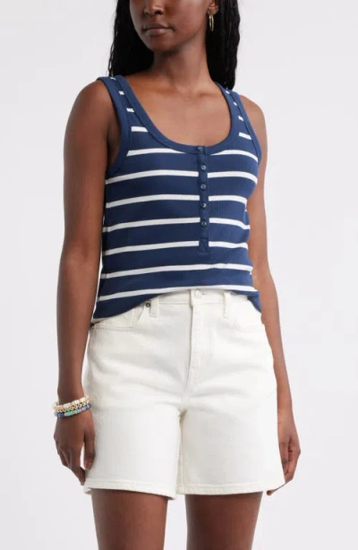 Caslonr Caslon(r) Cotton Blend Rib Henley Tank In Multi