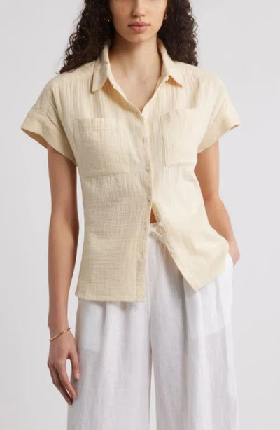 Caslonr Caslon(r) Cotton Gauze Button-up Shirt In Beige Burnt