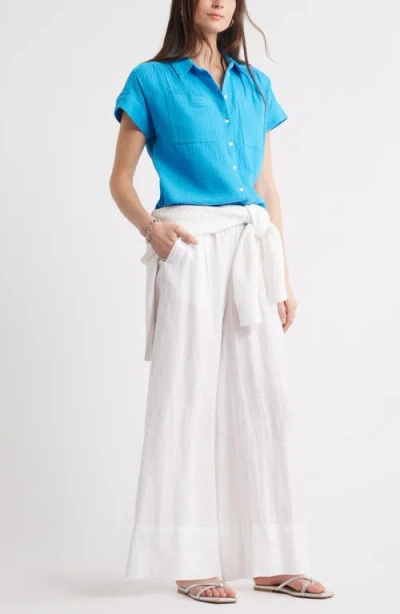 Caslonr Caslon(r) Cotton Gauze Button-up Shirt In Blue Fountain