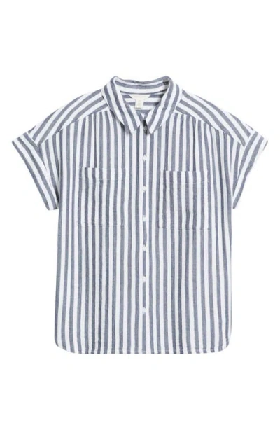 Caslonr Caslon(r) Cotton Gauze Button-up Shirt In Navy Blazer- Katie Stripe