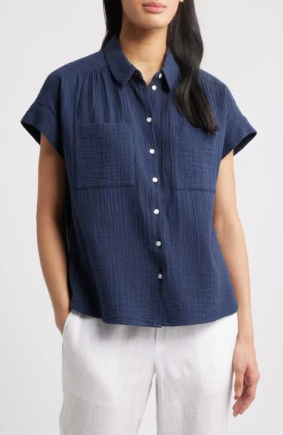 Caslonr Caslon(r) Cotton Gauze Button-up Shirt In Navy Blazer