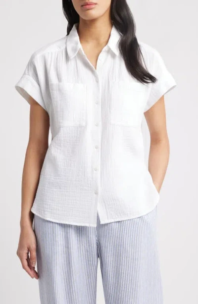 Caslonr Caslon(r) Cotton Gauze Button-up Shirt In White