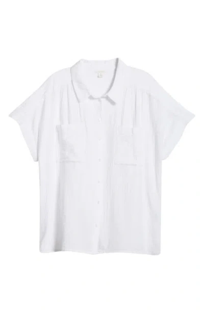 Caslonr Caslon(r) Cotton Gauze Button-up Shirt In White