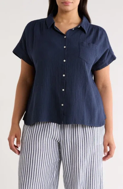 Caslonr Caslon(r) Cotton Gauze Button-up Shirt In Blue