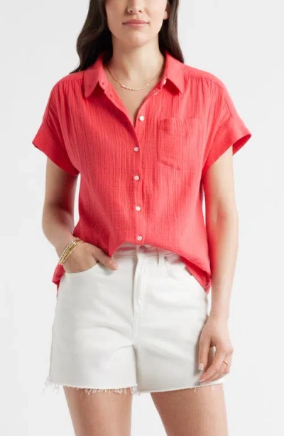 Caslonr Caslon(r) Cotton Gauze Button-up Shirt In Pink