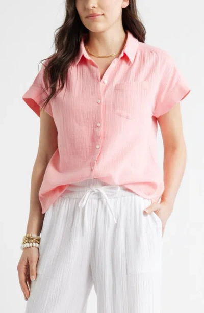Caslonr Caslon(r) Cotton Gauze Button-up Shirt In Pink