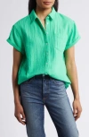 Caslonr Caslon(r) Cotton Gauze Camp Shirt In Green Celtic