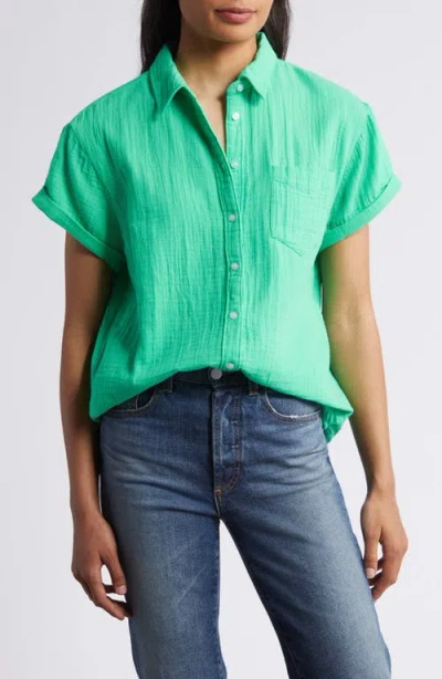 Caslonr Caslon(r) Cotton Gauze Camp Shirt In Green