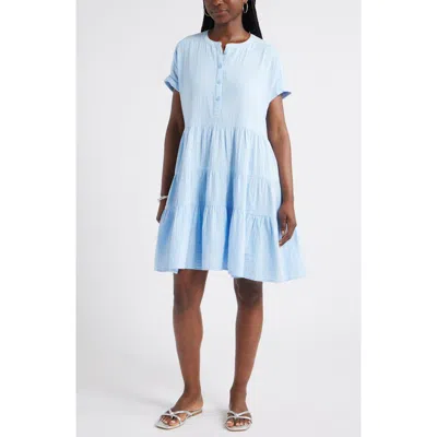 Caslonr Caslon(r) Cotton Gauze Tiered Popover Dress