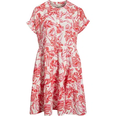 Caslonr Caslon(r) Cotton Gauze Tiered Popover Dress In Pink