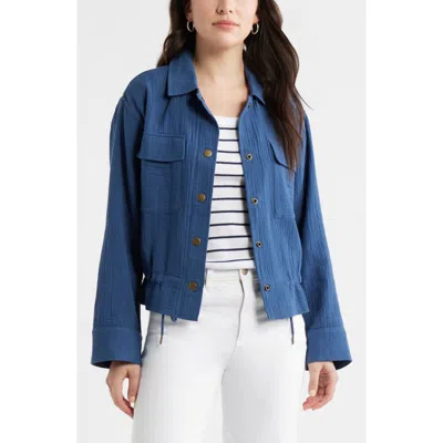 Caslonr Caslon(r) Cotton Gauze Utility Jacket In Blue