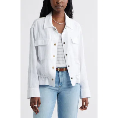 Caslonr Caslon(r) Cotton Gauze Utility Jacket In White