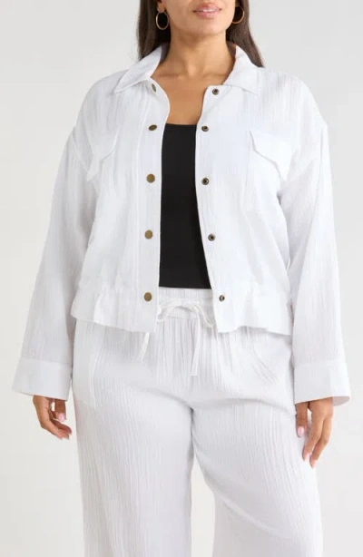 Caslonr Caslon(r) Cotton Gauze Utility Jacket In White