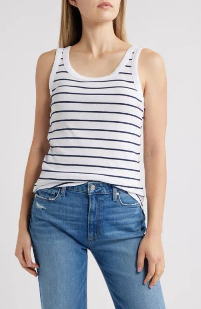 Caslonr Caslon(r) Cotton Tank In White- Navy Dolly Stripe