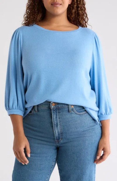 Caslonr Caslon(r) Cozy Puff Sleeve Top In Blue Lake