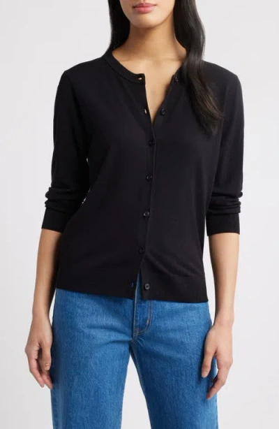 Caslonr Caslon(r) Crewneck Cardigan In Black
