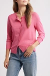 Caslonr Caslon(r) Crewneck Cardigan In Pink Caliente