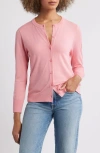 Caslonr Caslon(r) Crewneck Cardigan In Pink Geranium