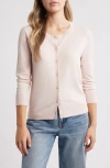 Caslonr Caslon(r) Crewneck Cardigan In Pink Peony Bud