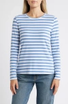 Caslonr Caslon(r) Crewneck Long Sleeve T-shirt In Blue Colony-white Charm Stripe