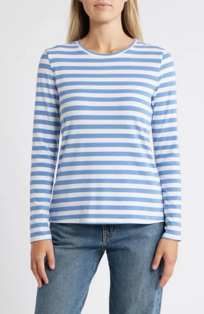 Caslonr Caslon(r) Crewneck Long Sleeve T-shirt In Blue Colony-white Charm Stripe