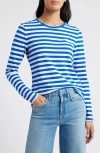 Caslonr Caslon(r) Crewneck Long Sleeve T-shirt In Blue Surf- White Charm Stripe