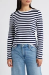 Caslonr Caslon(r) Crewneck Long Sleeve T-shirt In Navy Blazer-white Charm Stripe