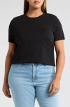 Caslonr Caslon(r) Crewneck Slub Jersey Pocket T-shirt In Black