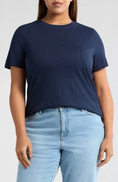 Caslonr Caslon(r) Crewneck Slub Jersey Pocket T-shirt In Navy Blazer
