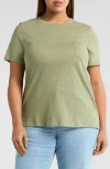 Caslonr Caslon(r) Crewneck Slub Jersey Pocket T-shirt In Olive Acorn