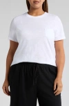 Caslonr Caslon(r) Crewneck Slub Jersey Pocket T-shirt In White