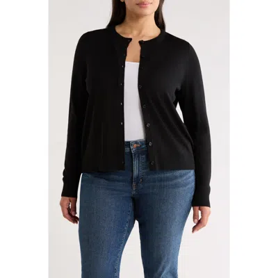 Caslonr Caslon(r) Crewneck Wool Blend Cardigan In Black