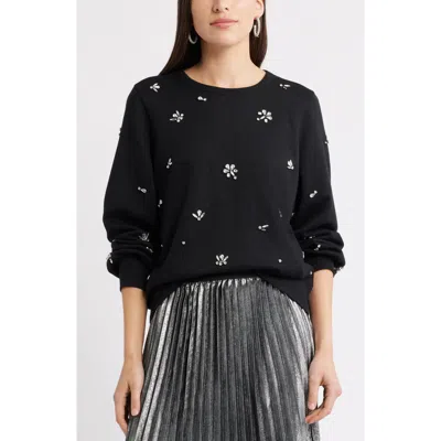 Caslonr Caslon(r) Crystal Embellished Sweater In Black