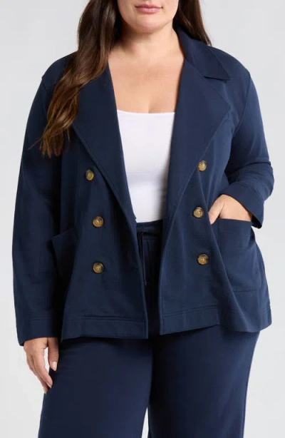Caslonr Caslon(r) Double Breasted Knit Blazer In Navy Blazer