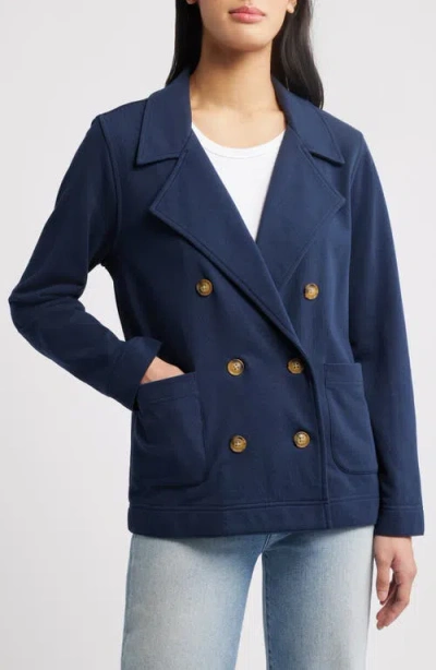 Caslonr Caslon(r) Double Breasted Knit Blazer In Navy Blazer