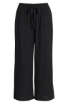 Caslonr Caslon(r) Drawstring Wide Leg Linen Crop Pants In Black