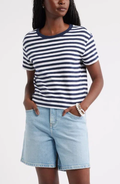 Caslonr Caslon(r) Drop Shoulder Short Sleeve Stripe Cotton Tee In Multi