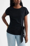 Caslonr Caslon(r) Drop Shoulder Tie Front Top In Black