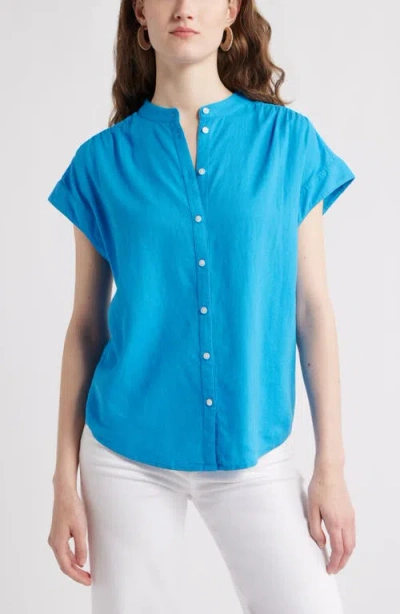 Caslonr Caslon(r) Easy Cap Sleeve Linen Blend Button-up Shirt