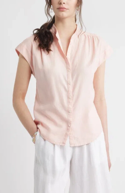 Caslonr Caslon(r) Easy Cap Sleeve Linen Blend Button-up Shirt