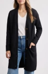 Caslonr Caslon(r) Easy Long Cozy Cardigan In Black