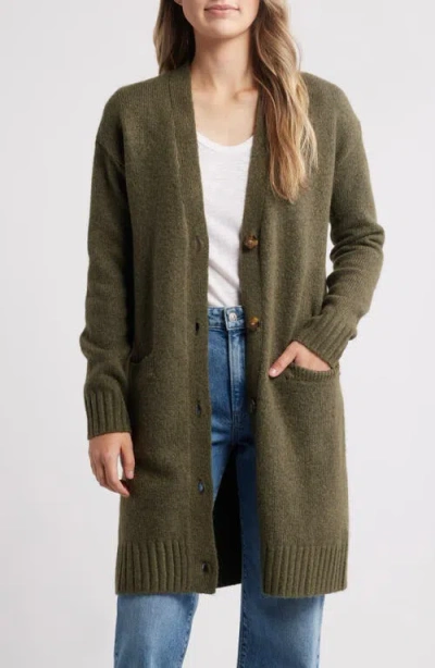 Caslonr Caslon(r) Easy Long Cozy Cardigan In Olive Sarma