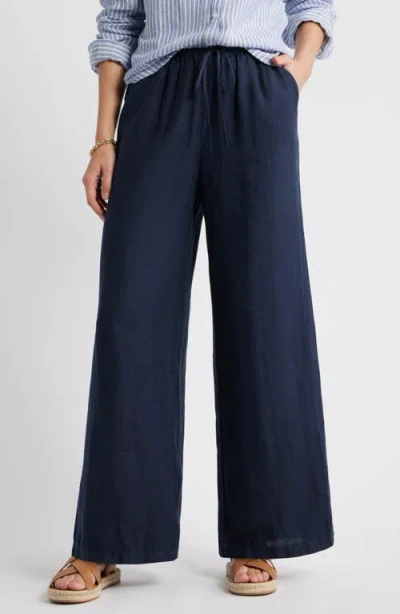 Caslonr Caslon(r) Easy Wide Leg Linen Pants In Blue