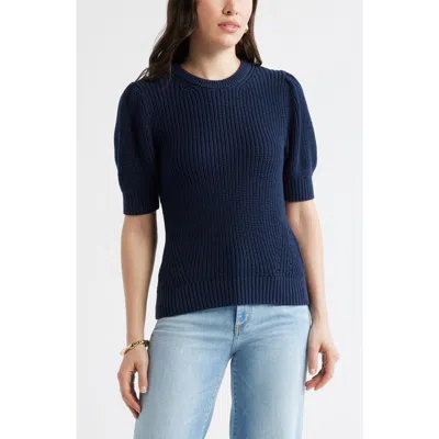 Caslonr Caslon(r) Elbow Sleeve Cotton Sweater In Blue