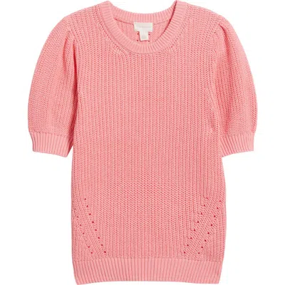 Caslonr Caslon(r) Elbow Sleeve Cotton Sweater In Pink