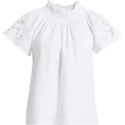 Caslonr Caslon(r) Embroidered Cutwork Linen Popover Top